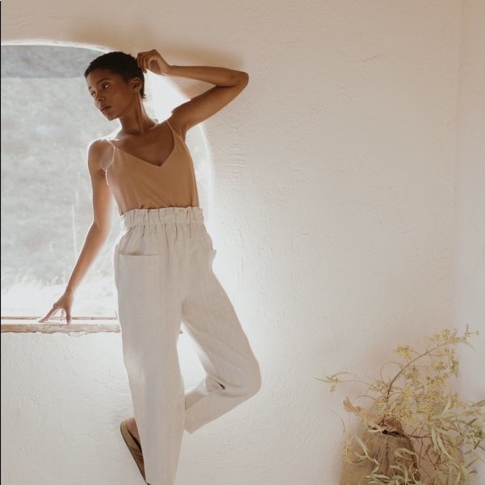✖️SOLD✖️ Ozma of California Heavy Laundered Linen, Oatmeal - M - Picture 2 of 9